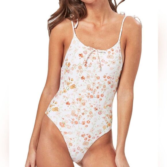 Charlie Holiday Oahu One Pumpkins Swimsuit In Pansy Floral Size Small NWT - Picture 4 of 9